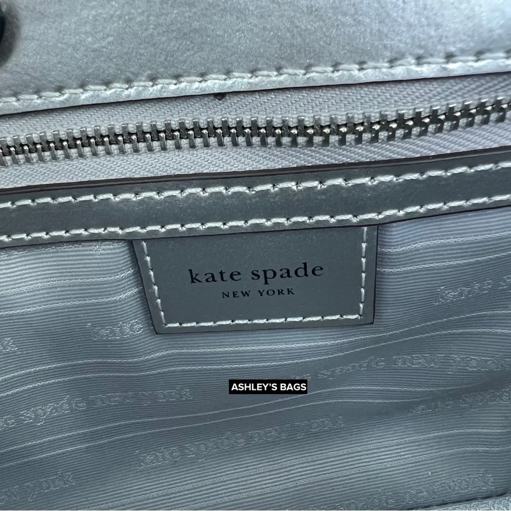 Kate Spade Sam Icon Metallic Patent Leather Mini Hobo Bag In Starlight Spazzola